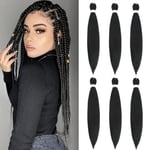 Braiding Hair Pre Stretched - 6 Packs Prestretched Braiding Hair 26 Inch Ombre Braiding Hair Itch Free Yaki Synthetic Hair Extension for Braids (26 Inch(6Packs), 1B)