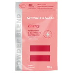 MEDAHUMAN Energy Mushroom & Adaptogen Superblend Powder, Natural Caffeine-Free Energy with Cordyceps & Chaga Mushrooms, Berry Flavour, 1 x 150g