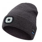 (Grå) Unisex Beaniehatt med Ljus & Trådlösa Bluetooth-Hörlurar för Kvinnor Män Pappa Far USB Laddningsbara Mössor