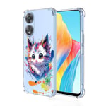 WOKEZ Coque pour Oppo A78 4G, Transparente TPU Coque pour Oppo A78 4G avec Chat, Clear Slim Antichoc TPU Phone Case Cover pour Oppo A78 4G Girly Bumper Protection-A34