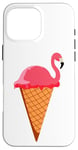 Coque pour iPhone 16 Pro Max Glace Gaufrier Boule de glace Flamant rose