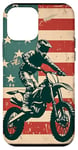 Coque pour iPhone 12 mini Vintage Motocross Drapeau Américain Dirt Bike Rider