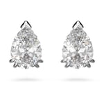 Swarovski Millenia stud earrings, Pear cut, White, Rhodium plated