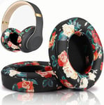 Studio 2 Coussinets de rechange pour casque Beats Studio 2 & Studio 3 filaire et sans fil,coussinets en mousse à mémoire de forme avec pièces de rechange en cuir protéiné souple,noir floral