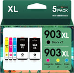 903XL Cartouches d'encre compatibles pour HP 903 XL 903XL pour HP Officejet 6950 6960 pour OfficeJet Pro 6960 6970 All-in-One Imprimante (Noir Cyan Magenta Jaune, 5-Pack)