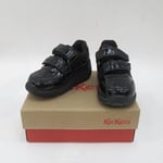 Kickers EU22 Kids Shoes Black Glossy Boxed Self-Fastening Moakie KC Preloved