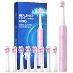 Electric Toothbrushes Adults-8 Brush Heads,Fast Charge 4 Hours Last 60 Days,Electric Toothbrush-40000 VPM, 5 Modes,2 Minute Smart Timer Sonic Toothbrushes for Adults-Pink