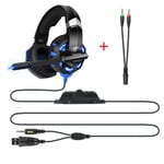 Blue Black Casque de jeu stéréo filaire avec micro, lumières LED, supra-auriculaire, antibruit, casque de jeu, PS4, Mac, ordinateur portable, PC, ordinateur ""Nipseyteko