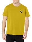 True Religion Brand Jeans Men's Buddha Crewneck Tee, Mustard Yellow, Extra Large