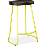 Tabouret de Bar - Design Industriel - Bois & Métal - 66 cm - Adriel Jaune