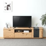 Meuble tv 180x40x47cm pour un téléviseur de 80 pouces avec 2 portes et 1 tiroir, bois et mdf, marron