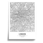 Cool Factory A2 Size London City Map Poster without Frame for Living Room and Bedroom, 250 g Paper, Black/White, 420mm x 600mm