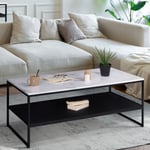 Idmarket - Table basse alaska double plateau effet marbre et noir pieds métal