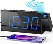 ROCAM Projection Alarm Clock, Projector Clock on Ceiling with USB Charge Blue