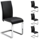 Idimex - Lot de 4 chaises leticia, en synthétique noir