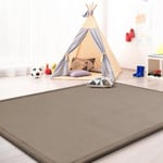 Tapis De Jeu en Mousse Tapis Chambre Enfant Soft Antidérapant Unis, Couleur: Beige, Dimension:140x200 cm