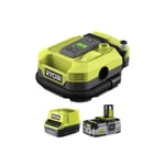 Pack RYOBI 18V Gonfleur compresseur - 11 bars - 1 Batterie 4,0Ah - 1 Chargeur rapide