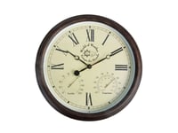 Wall Clock 38.3 cm Weather Station Plastic Brown Design Outdoor Fallen Fruits