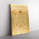 Big Box Art Leonardo Da Vinci The Vitruvian Man Vitruviano Canvas Wall Art Print Ready to Hang Picture, 76 x 50 cm (30 x 20 Inch), Multi-Coloured