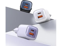 Usams Usams Nätverksladdare Cc254 30W Gan Usb-C/Usb-A Snabbladdning Hc-Serien Svart/Svart Cc254tc01