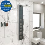 Modern Thermostatic Shower Panel Column Tower Body Jets Twin Head Bathroom Glass