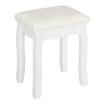 WOLTU Tabouret Coiffeuse Blanc, Chaise de Maquillage Rembourré, Pouf Banc Piano Style Baroque, Chambre à Coucher, Pieds en Bois Massif, Revêtement en Velours, 38x28.5x45cm, MB6095ws