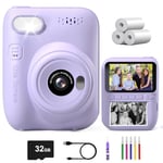 Gofunly Kids Camera Instant Print, 3.0'' Big Screen Instant Camera for Kids with 32G Card & 3 Print Paper, 1080P HD Video Kids Digital Camera for Toddler Age 3-12 Years Old Boys & Girls Birthday Gifts