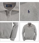 Ralph Lauren Boy’s Waffle Knit Half Zip Pullover Sweatshirt Heather Grey