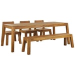 Ensemble de jardin 6 places table banc et 3 chaises en bois acacia clair LIVORNO