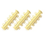 Multi Strands Slide Lock Tube Clasps – Choice of 2 to 10 Loops – Findings Connector or Extender for Jewellery Making, Necklaces, Bangles etc. (Gold Coloured) (3pcs x 5 Loop)
