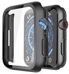 Recata 2 Pièces Noir PC Coque Compatible avec Apple Watch Series 9 (2023) Serie 8 Serie 7 41mm avec Protection ecran en Verre Trempé, HD Clair Ultra Mince Anti-Choc Protection iWatch