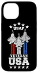 Coque pour iPhone 14 F-22 Raptor Vétéran USA USAF Patriotique Américain USA Militaire