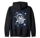 Cute Penguin in Space Floating Among Stars Apparel Zip Hoodie