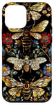 Coque pour iPhone 12 mini Beau motif abeilles et fleurs noires