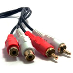 CABLE RALLONGE AUDIO 2 metres STEREO 2 RCA MALE VERS 2 RCA FEMELLE contacts or