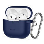 Tech-Protect Apple AirPods 4 Silikon Deksel med Karabinkrok - Blå