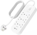 Belkin 6-Outlet Surge Protector Power Strip Wall-Mount USB-C Port Extension Lead