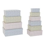 Set med stapelbara förvaringslådor DKD Home Decor Gul Blå Rosa Papp Virágok 43,5 x 33,5 x 15,5 cm (2 antal) (1 antal)