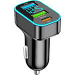 Chargeur allume-cigare USB de voiture, 66 W QC3.0 + PD + USB 2,4 A, chargeur allume-cigare USB avec voltmètre LED, compatible avec iOS, Android,