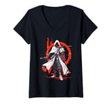 Womens Epic Gamer White Robe Cyber Assassin Outfit for Gaming Nerds V-Neck T-Shirt