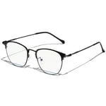 KANASTAL Blue Light Glasses Mens Half Frame Blue Light Blocking Glasses Womens Metal Bluelight Computer Metallic Anti Glare Digital Protection Gaming UV - Black Frame Clear Lens