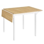 VASAGLE Table de Salle à Manger Pliable, Table de Cuisine Extensible, Bureau, pour 2 à 4 Personnes, Rectangulaire, avec Abattants, pour Petits Espaces, Couleur Chêne Naturel et Blanc Nuage KDT077Y01