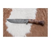 Uniikki Damascus-veitsi 14,4 cm kastanjapuu/mammutinhammas