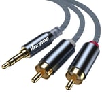 3.5mm to RCA, Male RCA to Male 3.5mm, 3.5mm to 2-Male RCA Adapter Audio Stereo Cable, KOOPAO Auxiliary 3.5mm AUX to 2 RCA Y Splitter Stereo Audio Cable Male for TV, PC, Amplifiers, DVD, Speaker
