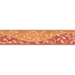 Frise papier peint cuisine rouge & orange Frise tapisserie feuille pour couloir & entrée Frise murale motif feuille beige - Orange, Rouge