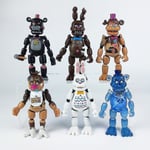 5 st Five Nights At Freddys Actionfigurer Leksak Security Breach Series Glamrock Foxy Bonnie Fazbear Pvc Dockor Fnaf För Barn Present[GL] 6pcs C