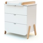 Commode à langer 3 tiroirs en bois pirate Blanc et Hêtre - AT4