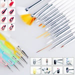 20 Pcs/set Nail Art Brush Pen Design Uv Gel Dotting Painting Man White