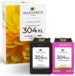 304 XL Pack de 2 Cartouches d'encre Remanufacturée pour Cartouche HP 304 Encre HP 304 HP304 304XL HP304 XL Multipack Noir et Couleur pour Cartouche Deskjet 2620 2622 2630 2634 3720 3750 3760