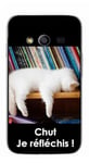 Onozo Coque Samsung Galaxy Ace 4 - SMG313M - G310 A - G310 H Design Chat Blanc Qui dort Chut